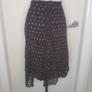 April Cornell black pink floral skirt